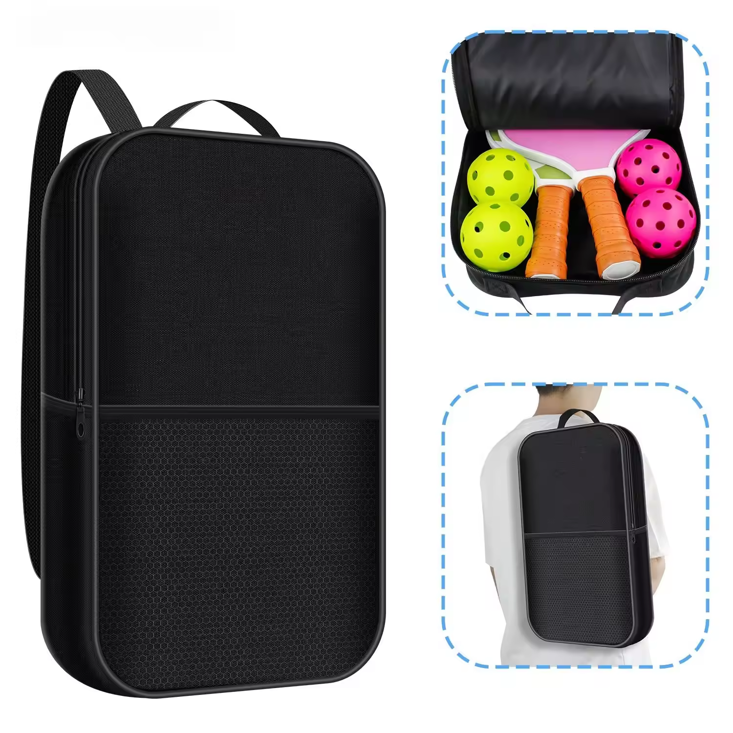 Bag-Custom Paddle Sports Pickleball Rackets Backpack Black Color Pickleball Bag Backpack For Women Men Pickleball Racket Bag