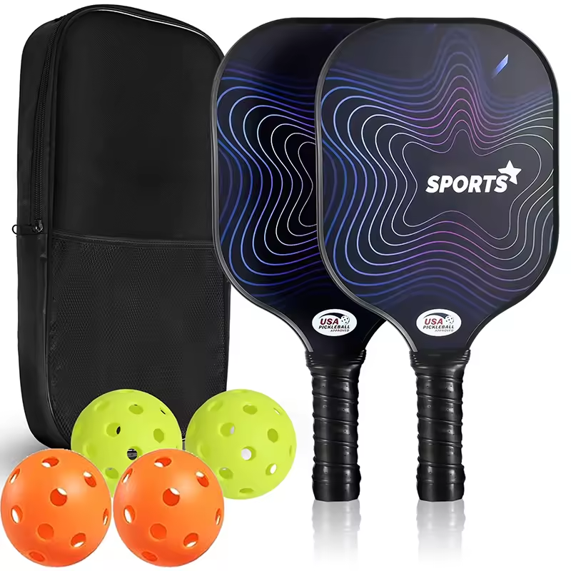 Glass Fibre-2024 Customizable Premium Fiberglass Pickleball Paddle with 4 Pickle Ball Balls and 1 Portable Bag, USAPA Standard